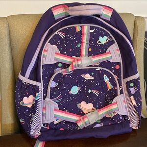 Pottery Barn Kids Mackenzie Rainbow Heart Galaxy Glow-in-the-Dark Backpack. Sz L